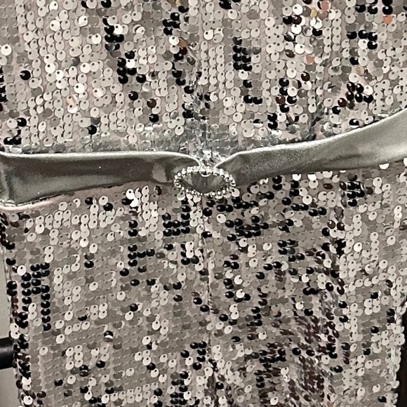 Disco Bell-bottoms Sequins Silver Jumpsuit - Picture 5 of 5